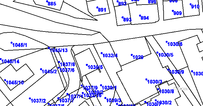 Parcela st. 1032/4 v KÚ Štýřice, Katastrální mapa