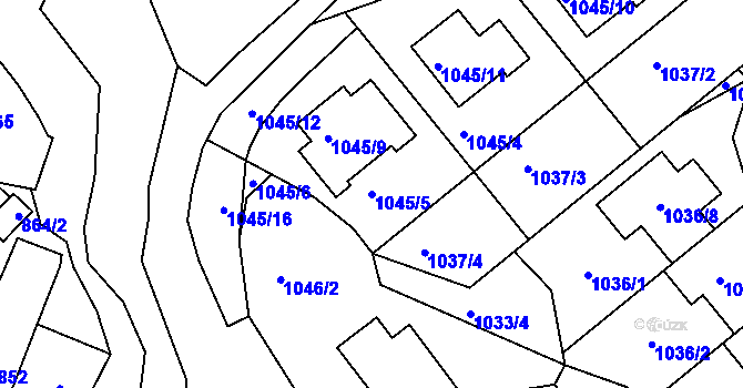 Parcela st. 1045/5 v KÚ Štýřice, Katastrální mapa