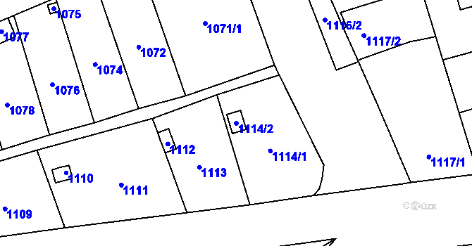 Parcela st. 1114/2 v KÚ Štýřice, Katastrální mapa
