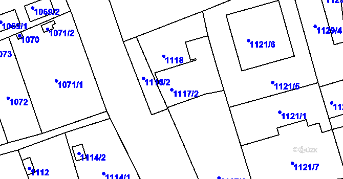 Parcela st. 1117/2 v KÚ Štýřice, Katastrální mapa