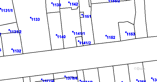 Parcela st. 1141/2 v KÚ Štýřice, Katastrální mapa