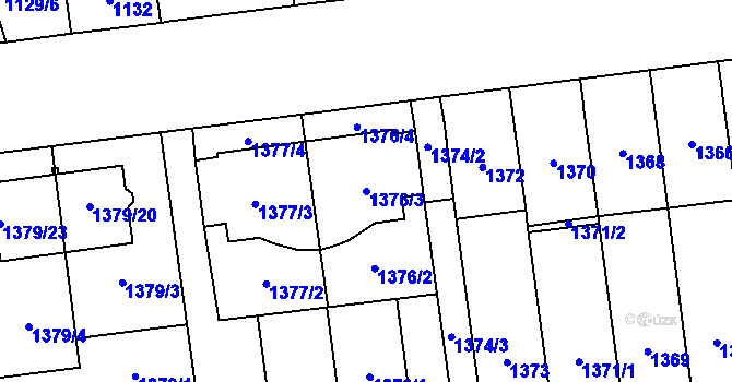 Parcela st. 1376/3 v KÚ Štýřice, Katastrální mapa