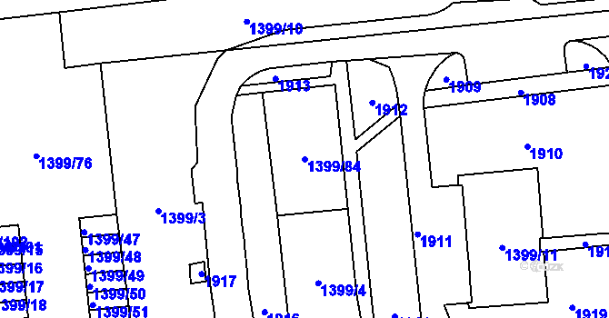 Parcela st. 1399/84 v KÚ Štýřice, Katastrální mapa