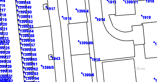 Parcela st. 1399/86 v KÚ Štýřice, Katastrální mapa