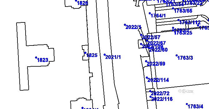 Parcela st. 2021/1 v KÚ Štýřice, Katastrální mapa