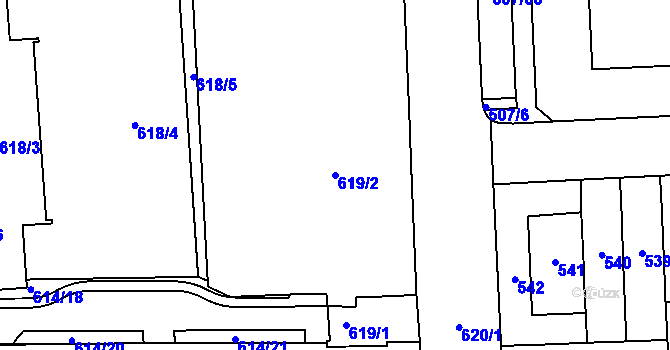 Parcela st. 619/2 v KÚ Štýřice, Katastrální mapa