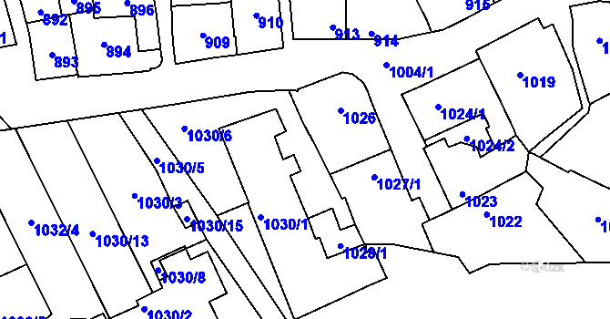 Parcela st. 1028/2 v KÚ Štýřice, Katastrální mapa