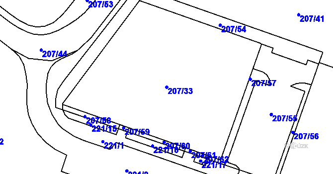 Parcela st. 207/33 v KÚ Štýřice, Katastrální mapa