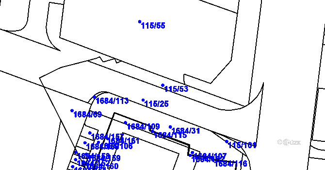 Parcela st. 115/53 v KÚ Štýřice, Katastrální mapa