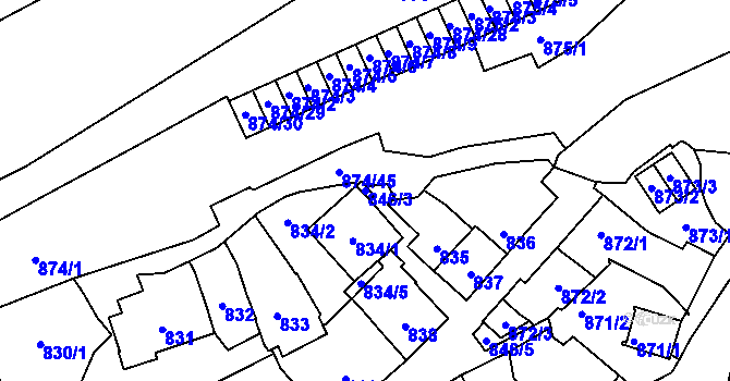 Parcela st. 846/3 v KÚ Štýřice, Katastrální mapa