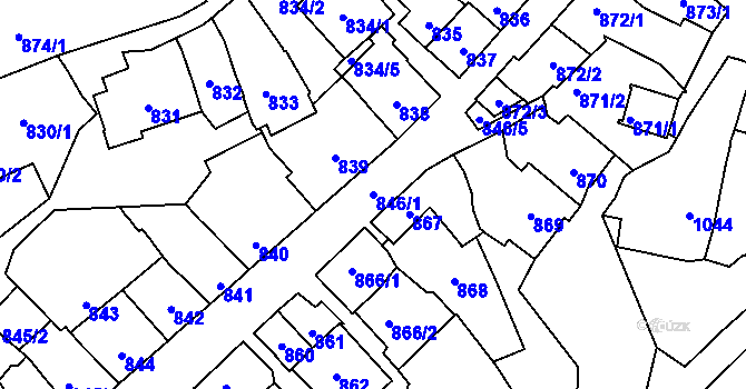 Parcela st. 846/1 v KÚ Štýřice, Katastrální mapa