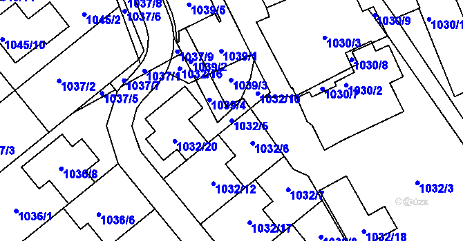Parcela st. 1032/5 v KÚ Štýřice, Katastrální mapa