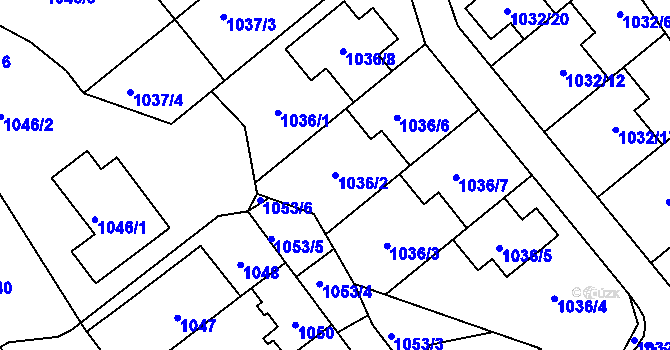 Parcela st. 1036/2 v KÚ Štýřice, Katastrální mapa