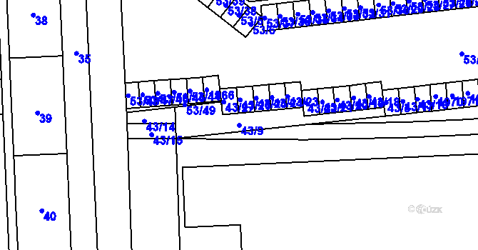 Parcela st. 43/9 v KÚ Štýřice, Katastrální mapa