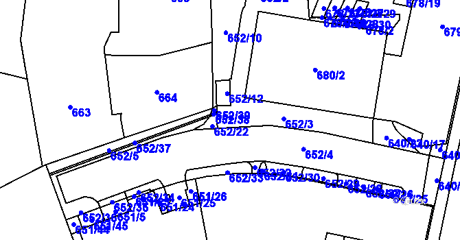 Parcela st. 652/9 v KÚ Štýřice, Katastrální mapa