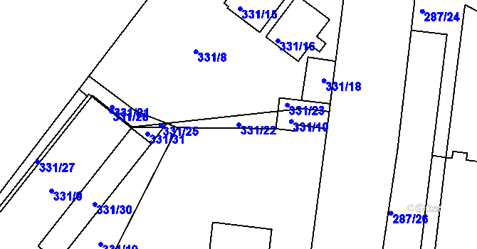 Parcela st. 331/22 v KÚ Štýřice, Katastrální mapa
