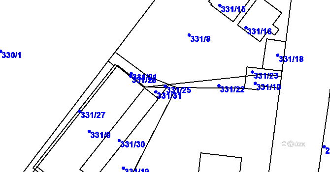 Parcela st. 331/25 v KÚ Štýřice, Katastrální mapa