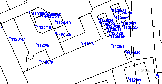 Parcela st. 1120/6 v KÚ Štýřice, Katastrální mapa