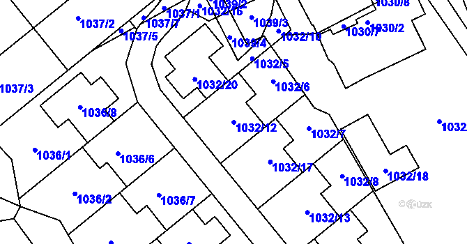 Parcela st. 1032/12 v KÚ Štýřice, Katastrální mapa