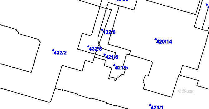 Parcela st. 421/6 v KÚ Štýřice, Katastrální mapa