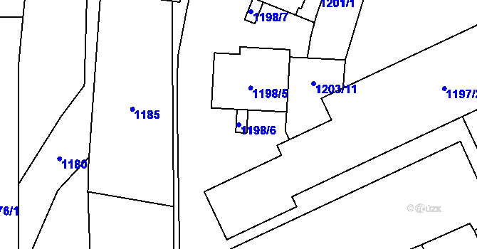 Parcela st. 1198/6 v KÚ Štýřice, Katastrální mapa