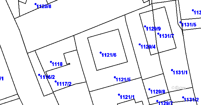 Parcela st. 1121/6 v KÚ Štýřice, Katastrální mapa