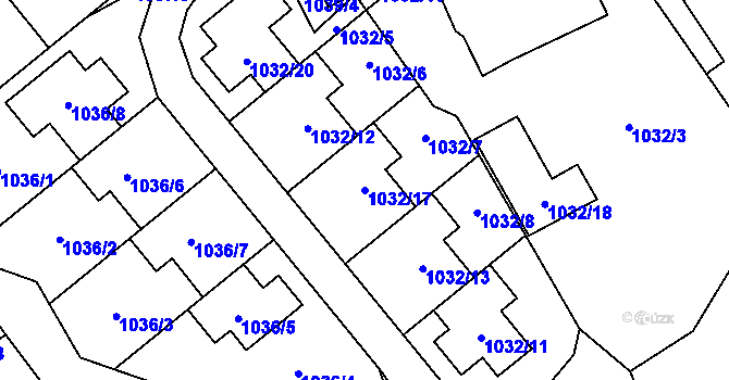 Parcela st. 1032/17 v KÚ Štýřice, Katastrální mapa