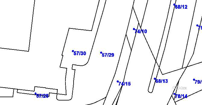 Parcela st. 57/29 v KÚ Štýřice, Katastrální mapa