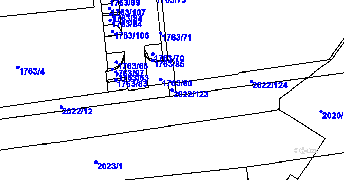 Parcela st. 2022/123 v KÚ Štýřice, Katastrální mapa