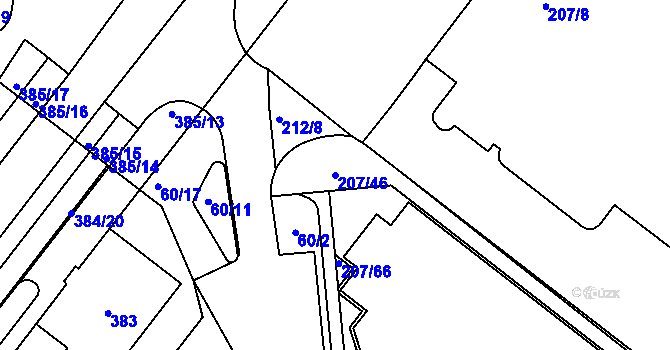 Parcela st. 207/46 v KÚ Štýřice, Katastrální mapa