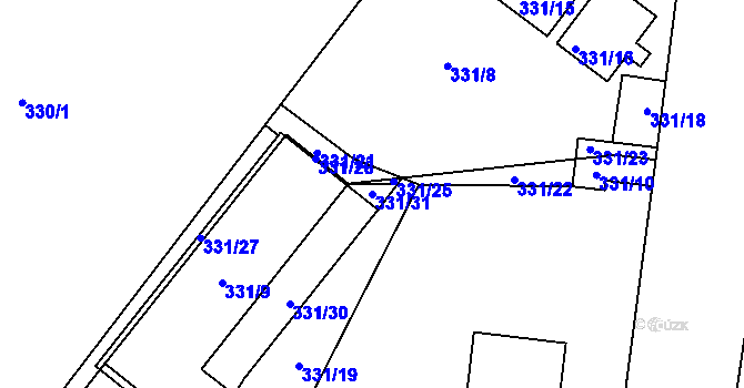 Parcela st. 331/31 v KÚ Štýřice, Katastrální mapa