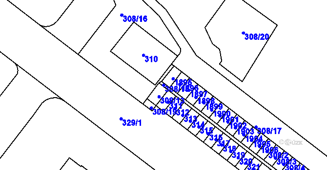 Parcela st. 308/18 v KÚ Štýřice, Katastrální mapa