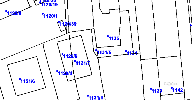 Parcela st. 1131/5 v KÚ Štýřice, Katastrální mapa