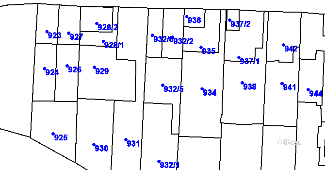 Parcela st. 932/5 v KÚ Štýřice, Katastrální mapa