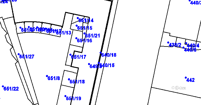 Parcela st. 640/18 v KÚ Štýřice, Katastrální mapa