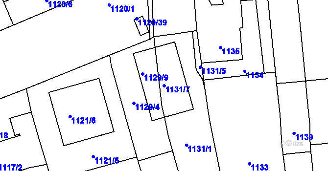 Parcela st. 1131/7 v KÚ Štýřice, Katastrální mapa