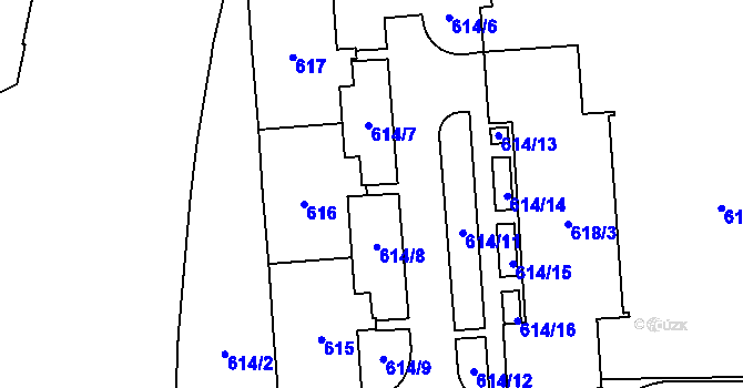 Parcela st. 614/10 v KÚ Štýřice, Katastrální mapa