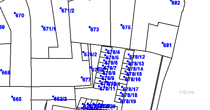 Parcela st. 678/5 v KÚ Štýřice, Katastrální mapa