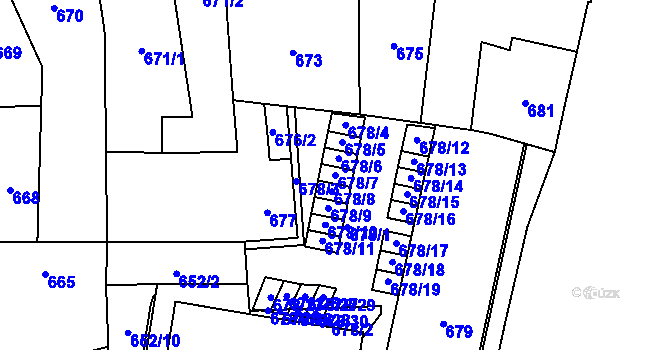 Parcela st. 678/7 v KÚ Štýřice, Katastrální mapa
