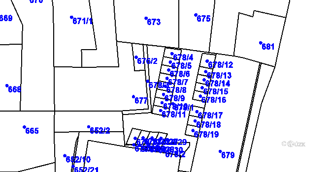 Parcela st. 678/8 v KÚ Štýřice, Katastrální mapa