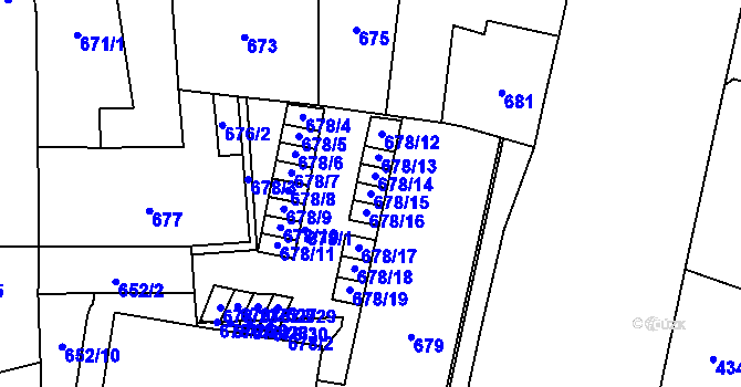 Parcela st. 678/15 v KÚ Štýřice, Katastrální mapa