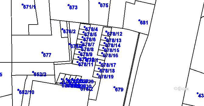Parcela st. 678/16 v KÚ Štýřice, Katastrální mapa