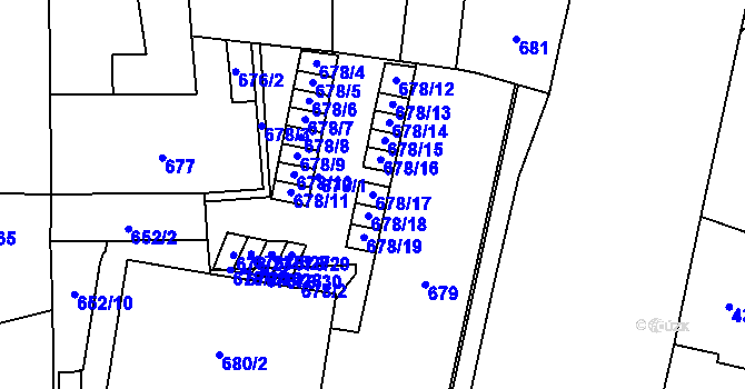 Parcela st. 678/17 v KÚ Štýřice, Katastrální mapa