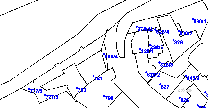 Parcela st. 808/4 v KÚ Štýřice, Katastrální mapa