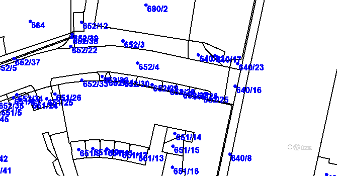 Parcela st. 652/28 v KÚ Štýřice, Katastrální mapa