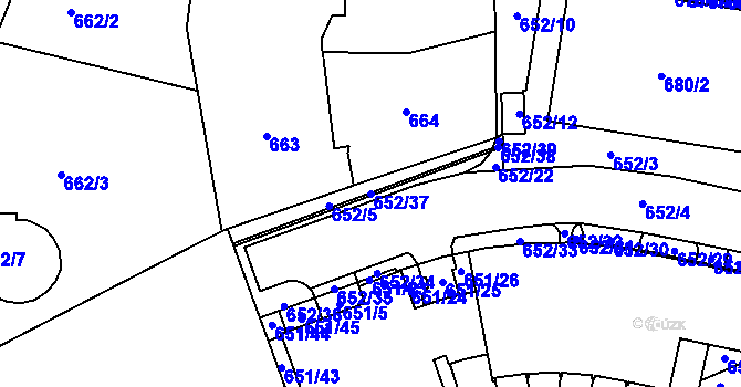 Parcela st. 652/37 v KÚ Štýřice, Katastrální mapa