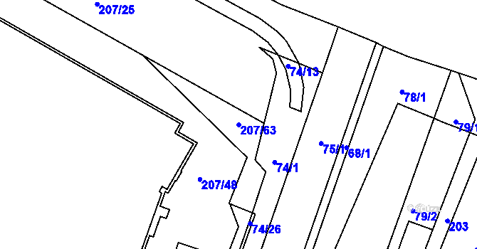 Parcela st. 207/63 v KÚ Štýřice, Katastrální mapa