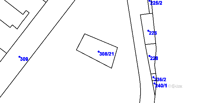 Parcela st. 308/21 v KÚ Štýřice, Katastrální mapa