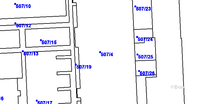 Parcela st. 507/4 v KÚ Štýřice, Katastrální mapa
