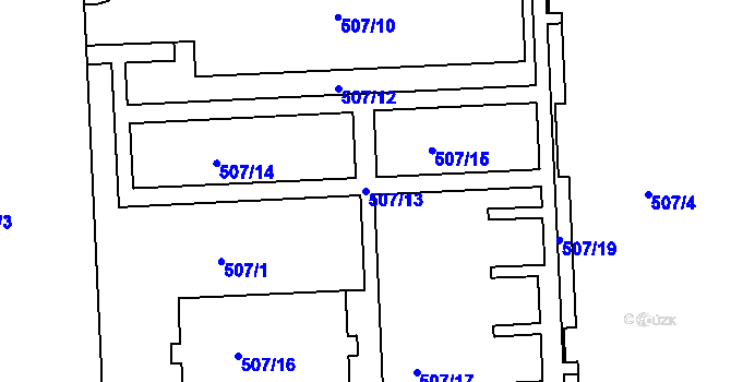 Parcela st. 507/13 v KÚ Štýřice, Katastrální mapa